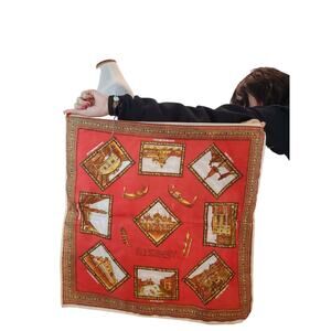 Vintage Venezia Silk Blend Scenes of Italy Landmarks Scarf